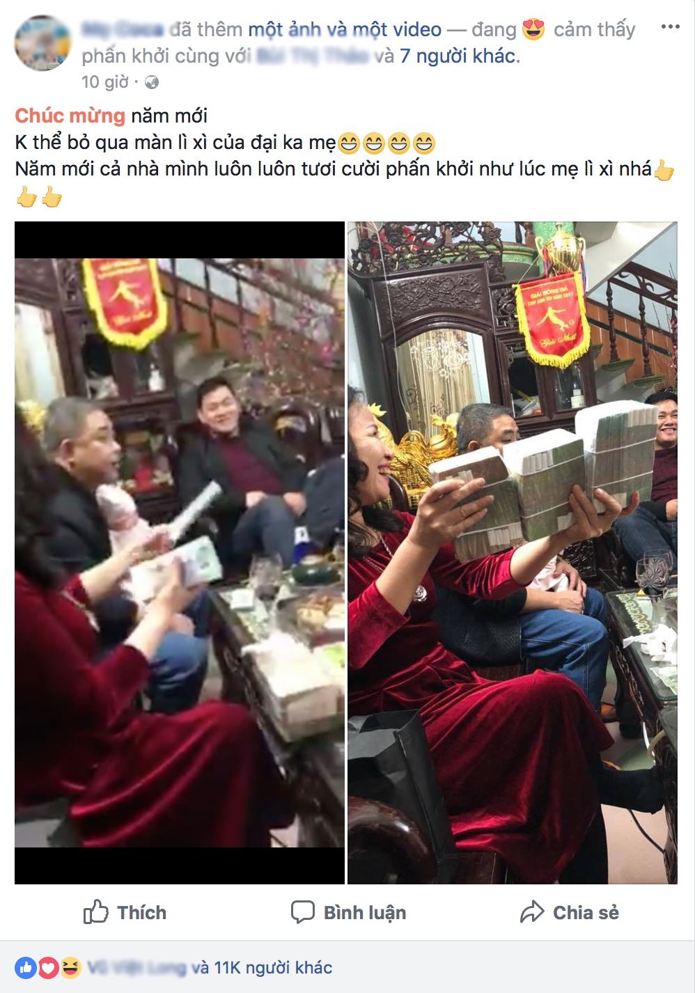 Mẹ nhà người ta mừng tuổi các con cả xấp 500 nghìn khiến cư dân mạng ngỡ ngàng ngày đầu xuân